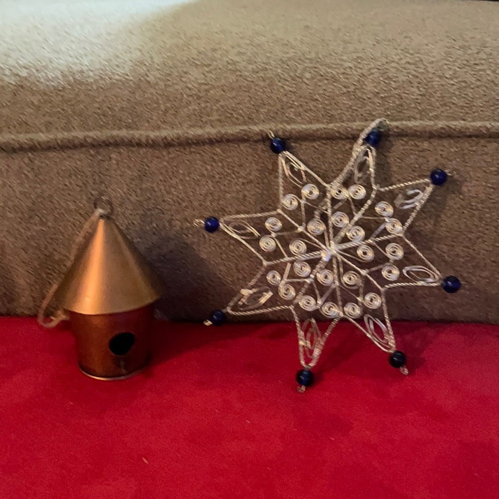 Copper bird house/ Wire Star Ornament Lot!